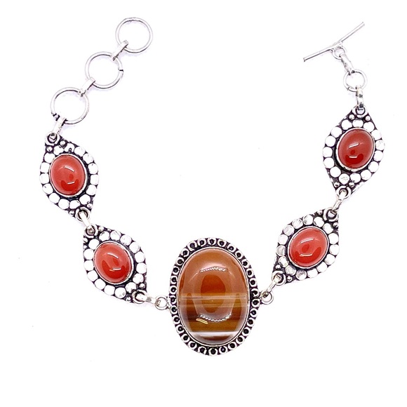 Artesian Jewelry - Botswana Agate/Carnelian Gemstone Bracelet
